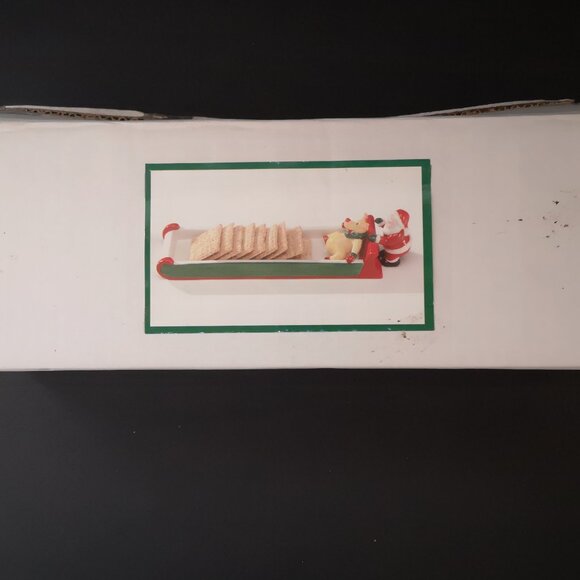 New Santa & Rudolph Sleigh Cracker Dish or Holiday Serving Dish - Picture 2 of 7
